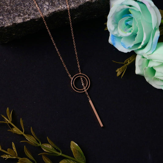 Rose Gold Circle & Bar Necklace