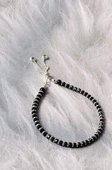 Black Beaded Bracelet 925 Silver